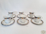 Jogo 6 Xicaras de Chá em Porcelana Floral Trisa . Medida Xicara 8 cm altura x8 cm diâmetro e Pires 15 cm diâmetro.