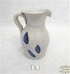 Jarra refresqueira  Em Faiança Alemã Gres Cor Cinza E Azul . Medida:13cm de altura x 7cm de diametro de boca.