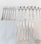 Parte de Faqueiro 20 Peças Aço Inox Hercules Cabo Liso Composto de 06 colheres de Sopa, 01 colher de Sobremesa, 07 garfos Mesa, 06 Facas Mesa.