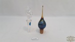 Lote 2 Tampas Rolhas para Garrafas em Cristal e Vidro Murano. Medidas: 14cm de comprimento.