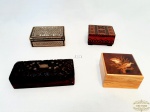 Lote 4 Caixas Porta Joias em Madeira Diversos Modelos. Maior 13 cm x 5 cm e Menor 7 x 7 cm.