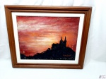 Quadro óleo sobre tela com moldura em madeira. Medindo a moldura 65,5cm x 55cm. Pintura com desgaste.