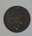 Colecionismo - Placa em metal, Império, Pierre Jean David dAngers -  Marie Jean Antoine Nicolas Caritat, Marquês de Condorcet, 1831 (bronze). Medindo: 16 cm.