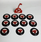 Jogo Futebol de Botão / Mesa - Flamengo, 12 peças. Medindo: 4 cm.