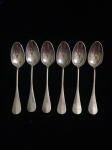 Christofle - Seis colheres de sobremesa em metal espessurado a prata.
