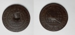 Numismática - Moeda em cobre, "Ordem Pecunia" XX 1781. Medindo: 3 cm.