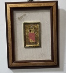 Quadro miniatura, pintado sobre folha de ouro. Itália -" Santa Giustina' Medindo: 12 x 9 cm.