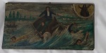 Ex-voto, OSM "Miracolo Concesso  A zappala Alfio II 5.9.1890 da Aci S. Antonio" Medindo: 23 x 44 cm.
