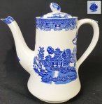 Wood & Sons - Bule em porcelana inglesa nas cores azul e branco decorado com cena campestre. Medindo: 20 x 20 cm