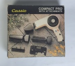 Cassio - Antigo secador  de cabelo " compact pro whit attachments". Caixa original. Medindo: 19 x 18 X 5,5 cm e 14 X 5 cm. Ligando