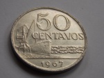 V#311 - ANTIGA MOEDA DO BRASIL ( REPÚBLICA - NÍQUEL ) 50 CENTAVOS DO ANO DE 1967 PEÇA MUITO BEM CONSERVADA