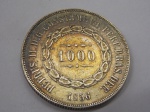 P#604 - ANTIGA MOEDA DE PRATA DO BRASIL ( IMPÉRIO - PRATA 917 ) 1.000 RÉIS DO ANO DE 1856