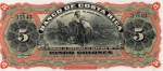 P-S173r   ANTIGA CÉDULA DO BANCO DE COSTA RICA  5 COLONES ANO DE 1901 SOBERBA