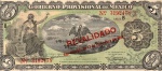 P-S702b  ANTIGA CÉDULA DO GOVERNO PROVISÓRIO DO MÉXICO ( CÉDULA COM CARIMBO DE REVALIDADA ) 5 PESOS ( MBC ) ANO DE 1914