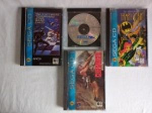 RETRÔ GAMES - Quatro CDs para console Sega CD dos jogos: "The Adventures of Batman e Robin", "Star Wars Chess", "Cliffhanger" e "Prince of Persia" (sem a capa original). Usados e sem garantias.