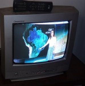 Televisor  colorido de 14", manufatura LG, modelo Cinemaster com controle remoto. Funcionando porém usada e sem garantia.