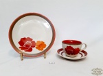 Trio xicara de cha com prato  sobremesa, 1 xicara e 1 pires adaptado  porcelana thailandesa... Medida: Prato 20 diâmetro , Xicara Café 7 altura x 8 diâmetro e Pires 13,5 diâmetro.