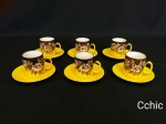 6 Xicaras Cafe Porcelana Pintada Flores Amarelas. Medida MEDIDA XICARAS 5 CM DE ALTURAPIRES 10 CM DE DIAMETRO