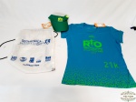 Kit 1 Camiseta Olympikus com mochila e Viseira Esportivas Femininas  em Poliamida. Medida Tamanho M BabyLook