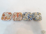 4 cinzeiros em Porcelana Decorado com Flores . Medida 7 cm x 7 cm
