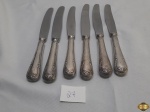 6 Facas de Mesa em Prata 90 Fracalanza Modelo Lacinho