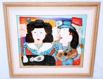 ASFADUROFF NIBBES - Rara e linda pintura finamente executada á óleo sobre tela ( 50 x 60CM ).  Com belos traços de técnica encáustica representando casal. Datada de SP 2020. Acompanha moldura em madeira de ótima qualidade medindo 70 x 80CM. Perfeito estado de conservação. NOTA: Uruguaio radicado no Brasil, Nibbes é um pintor de alma celeste que atravessa fronteiras com suas obras coloridas numa busca do desequilíbrio de suas formas. Formas que fogem da simetria acadêmica, e que nos fazem mergulhar num universo único, particular, permeado de alegria.Nibbes mora no Brasil desde 1998 e já realizou exposições no Uruguai e participa de Bienais como artista convidado; destacando-se na Bienal da República da Coréia do Sul em 1997 expondo sua técnica mista de encaustica sobre tela. O artista é representado por Galerias de Artes no Canadá, Estados Unidos, Brasil e Uruguai. Seus primeiros contatos com a Pintura aconteceram em 1965|1967 no Colégio Liceu Onze de Cerro, no Montivideo onde foi aluno dos pintores Luiz Azevedo e Torres Garcia.1970 | 1980 - Foi representado pelas Galerias de Artes do Canada e de Nova York, tendo trabalhos seus levados à leilão pela Sothebys NY, como artista Sul Americano ao lado de nomes importantes como Torres Garcia, Pedro Figari e José Cúneo. 1984 | 1990 realiza exposições no Uruguai e participa de Bienais destacando-se na Bienal da República da Coréia do Sul em 1997. Em 2011 sua exposição "Carlitos, está Amando?" chega no Espaço Cultural Zumbi dos Palmares da Câmara dos Deputados em Brasíia.
