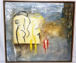CELSO R. BAPTISTÃO - Grandiosa e linda pintura abstrata finamente executada á óleo sobre tela medindo 90 x 100. Assinada no C.I.D.  Acompanha bela moldura nova em madeira de lei medindo 104 x 95CM. Excelente estado de conservação. Artista premiado e catalogado.