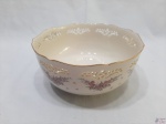 Travessa redonda funda, bowl em porcelana Lenox americana floral com friso ouro. Medindo 20cm de diâmetro x 10cm de altura.