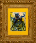 Shlomo Dominitz (1922-2005 C.). GRUPO DE PERFIL. 1985. Pastel oleoso sobre papel. 40 x 30 cm (mi); 62 x 52 cm (me). Passepartout amarelo. Não apresenta moldura.