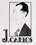 Alvaro Cotrim, dito Alvarus (1904-1985). J. CARLOS. 1950. Serigrafia. Exemplar 100/100. 57 x 74 cm (me). Assinada (cid). Participou da sala especial J. Carlos do I Salão Carioca de Humor, na Casa de Cultura Laura Alvim, 1988.