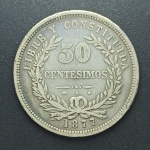 URUGUAI - 50 centésimos 1877 PRATA .900
