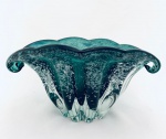 Floreira em vidro de murano verde. Med. 11x24x18 cm.