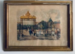 Marius Girard  Imagem do Palácio de Versalhes (Château de Versailles), França. Desenho aquarelado, ACIE, moldura com desgastes. Med. com moldura: 37x51 cm.