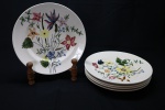 CERÂMICA - PRADO - Conjunto de 5 pratos rasos, decoração floral. Dia. 25 cm.