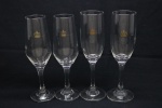 DEMI CRISTAL - Lote de 4 fluts em demi cristal. (2 modelos diferentes)  Alt. 20 cm.