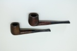 COLECIONISMO - Lote de 2 cachimbos em madeira, piteiras em plástico. Med. 16 cm e 15 cm.