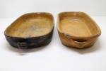 CERÂMICA - Lote de 2 travessas ovais. Maior. 6x40x23 cm e menor 6x40x19 cm. Trincado, bicado.