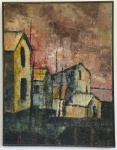 QUADRO - OST - "Casario", moldura fina, assinado e datado. CAIO 65. Marcas do tempo. Med. 66x51 cm.