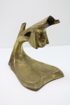 ART DECO - Antiga base para luminária em bronze, Art Decô, cabça de índio. Med. 19x22x15 cm.