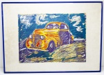 QUADRO - GRAVURA - RUBENS GERCHAMAN - Linda gravura colorida, CHEVROLET amarelo. Assinado e numerado 84/120. Med. 50x70 cm.