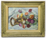 QUADRO - OSM - Natureza Morta, assinado e datado 1964. Med. tela 20x26 cm e moldura 37x37 cm. Assinatura não identificada.