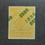 Selo nº123 - 200 réis - jornal sobretaxado com sobrecarga deslocada