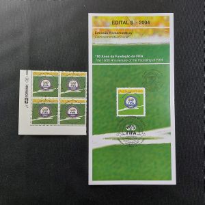 100 anos da Fundação Fifa - 21/05/2004 - C2567 - Quadra nova + edital sem selo