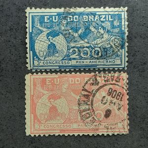 3º Congresso Panamericano no Rio de Janeiro - 1906  - C5/6 - Usados - catálago marca R$375,00