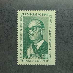 Visita do Presidente de Honduras Ramon Villeda Morales - 07/06/1958 - CO411A - Filigrana casa +  catálago marca R$150,00