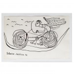 José Antônio da Silva (1909-1996). O Tintureiro. Desenho a nanquim. Assinado, cie, verso e datado de 1992. 17 x 25 cm.
