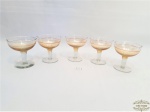 5 Taças Abertas em Cristal Alaranjado . Medida 8,5 cm x 9 cm altura