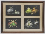 Ruy Pereira - 1935 - 2020 - Técnica mista - Painel  assinado no CIE datado de 1954 representando bailarinas.  Moldura em madeira nobre.  ME:77 cm x 65 cm;MI: 70 cm x 60 cm