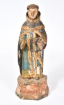 ARTE SACRA - Imagem representando Santo Antonio em madeira policromada e entalhada, século XVIII. Medida: 33 cm de altura  x 8,5 cm x 9 cm de base.