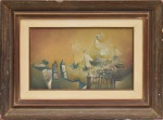 FERNANDO COELHO - OST - " NO DIA DO SENHOR DOS NAVEGANTES - ASSINADO E DATADO NO VERSOME: 62 cm x 46 cm;MI: 40 cm x 25 cm